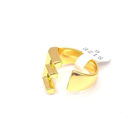 Gold initial E cuff ring size 6 - Picture 2 of 3